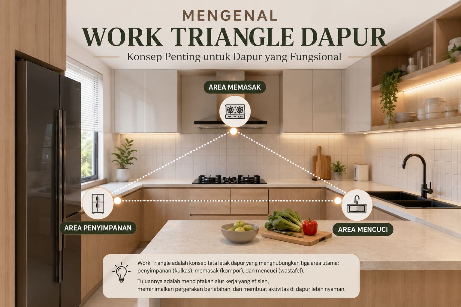 Mengenal Work Triangle Dapur, Konsep Penting untuk Dapur yang Fungsional