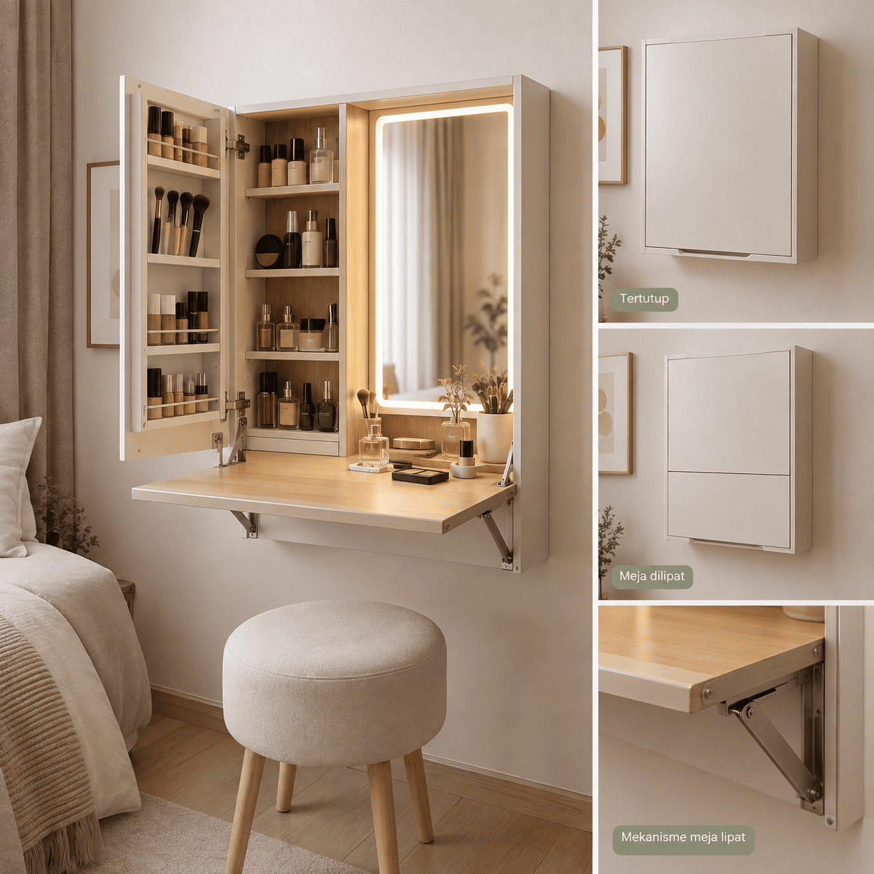 7 Rekomendasi Desain Lemari Makeup untuk Kamar Minimalis